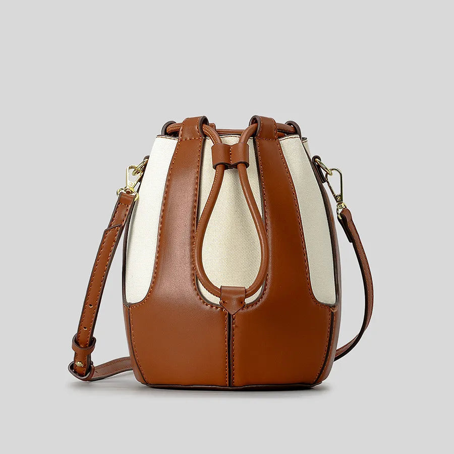 Bolsa Bucket Feminina Casual em PU Folheado a Ouro