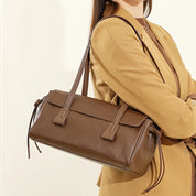 Bolsa Baguete de Couro Genuíno Feminina Luxo