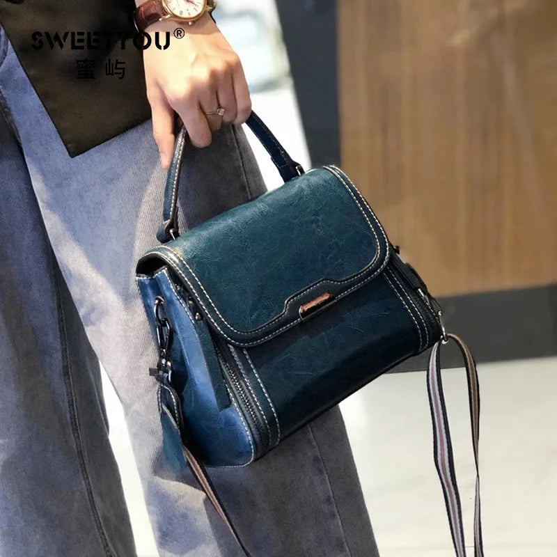 Bolsa Tiracolo de Couro Genuíno Feminina Elegante
