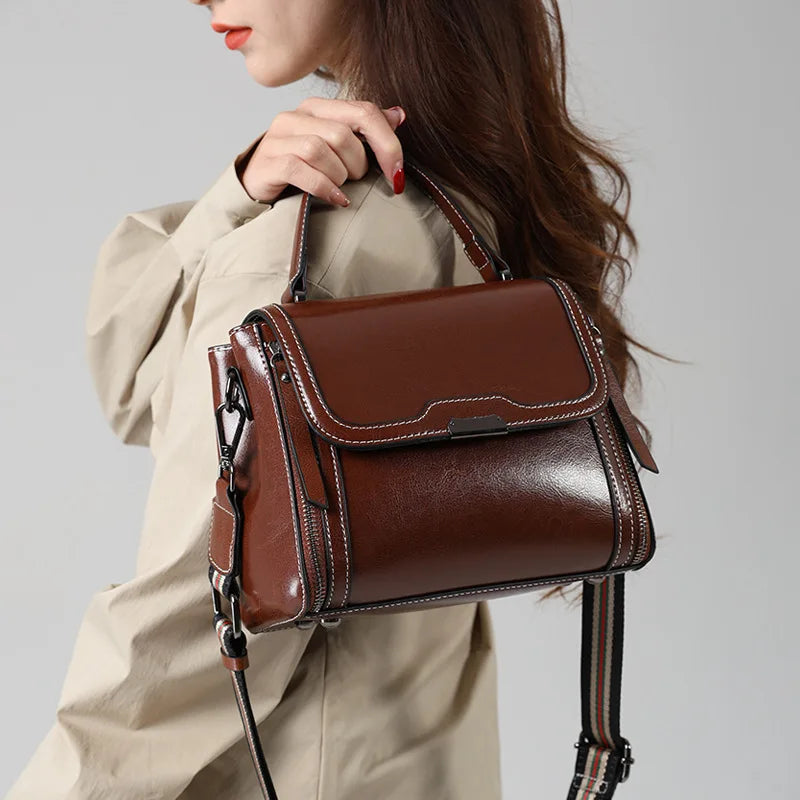 Bolsa Tiracolo de Couro Genuíno Feminina Elegante