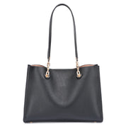 Bolsa Tote Feminina de Couro Azul Luxuosa