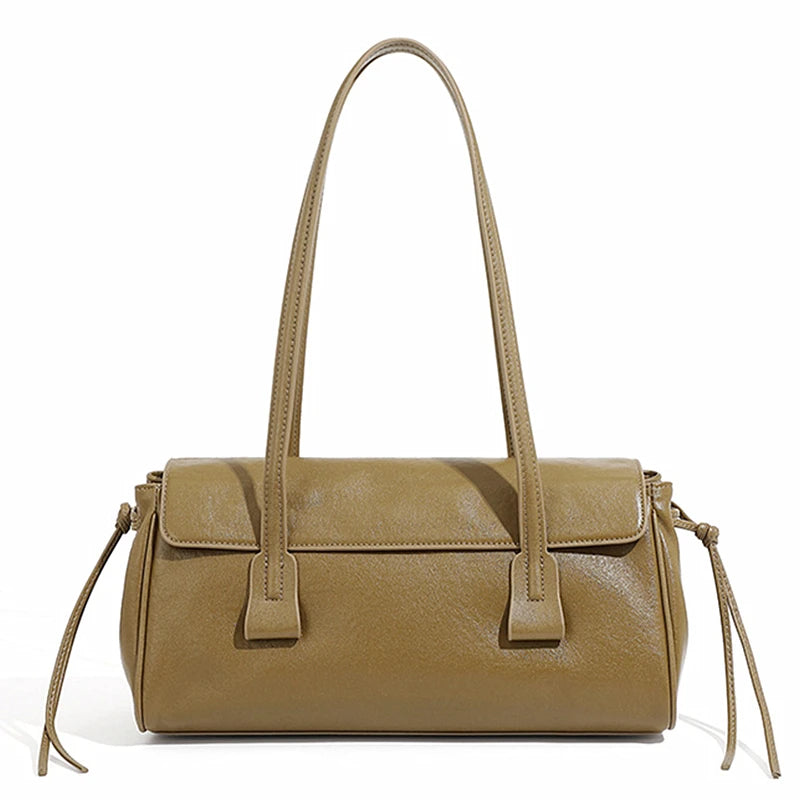 Bolsa Baguete de Couro Genuíno Feminina Luxo