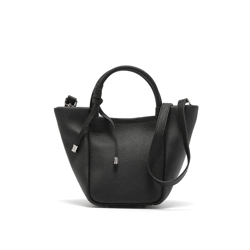 Bolsa Crossbody de Couro Genuíno Minimalista para Senhoras