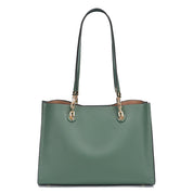 Bolsa Tote Feminina de Couro Azul Luxuosa