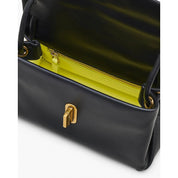 Bolsa Baguete Feminina de Couro Genuíno com Fecho Dourado