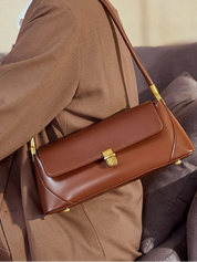 Bolsa Baguete Feminina de Couro com Estilo Francês