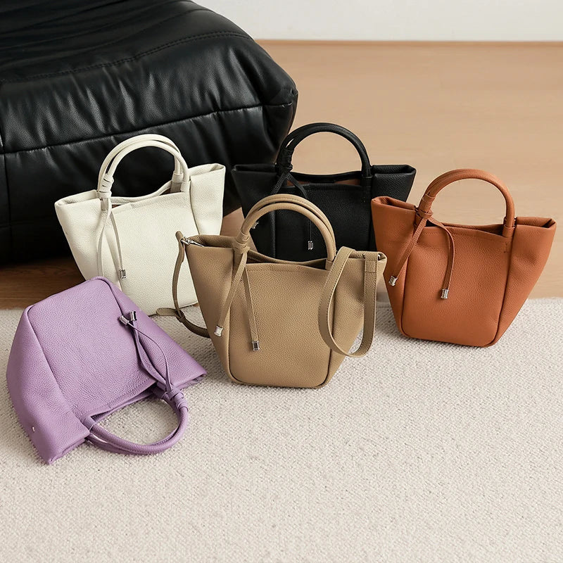 Bolsa Crossbody de Couro Genuíno Minimalista para Senhoras