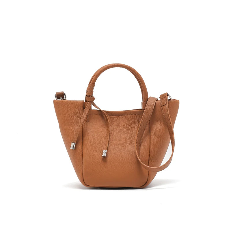 Bolsa Crossbody de Couro Genuíno Minimalista para Senhoras
