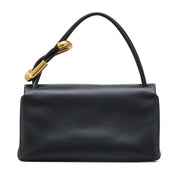 Bolsa Baguete Feminina de Couro Genuíno com Fecho Dourado