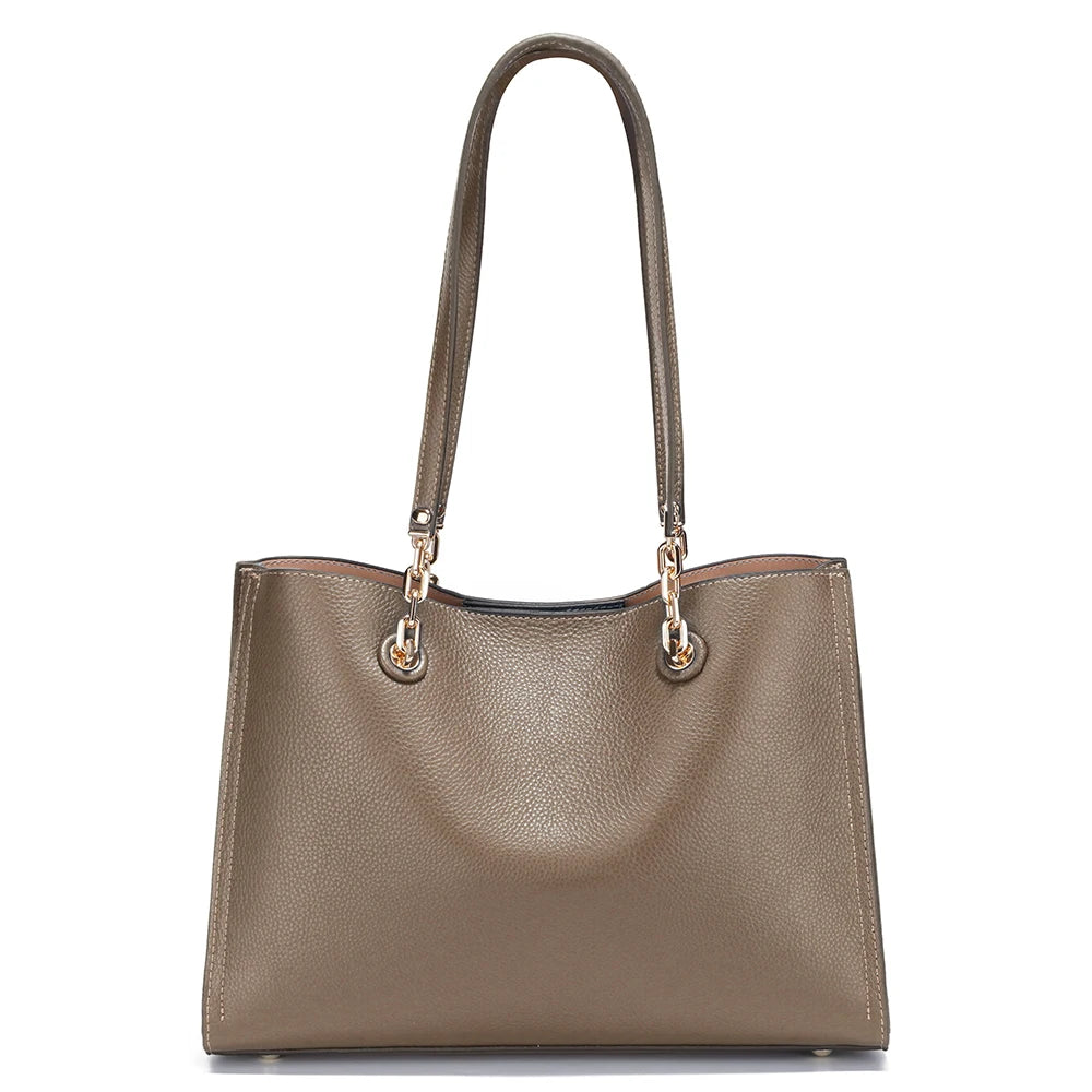 Bolsa Tote Feminina de Couro Azul Luxuosa